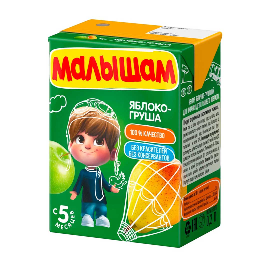ab0eebc58595c2a1773ea46eabcd3808_062026185302.jpeg Нектар Малышам Яблоко-груша с 5 мес, 200 мл 1