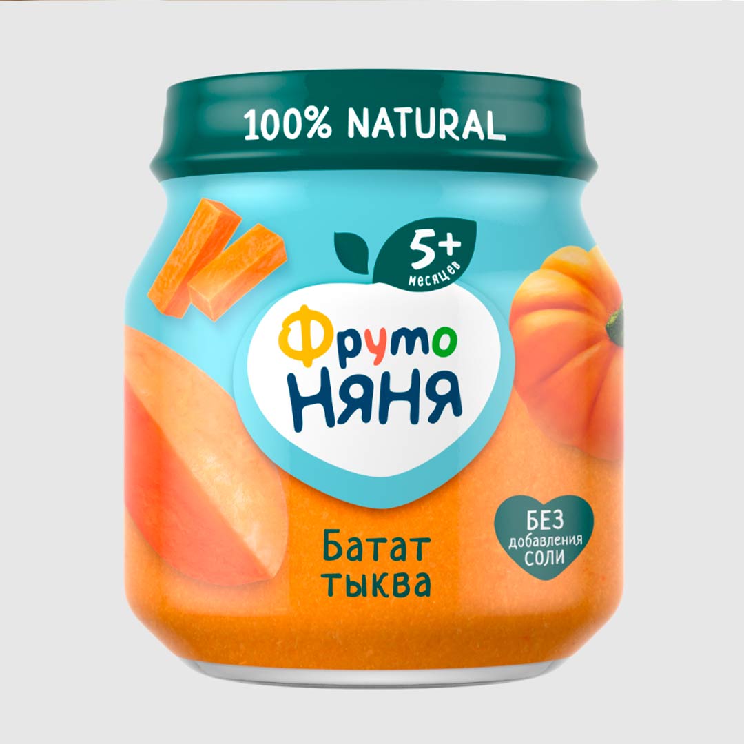 4c0d0cb16a3df8e3e3cf50a23b9465c0_072926174032.jpeg Пюре ФрутоНяня из батата и тыквы, 110 г, с 5+ мес 1