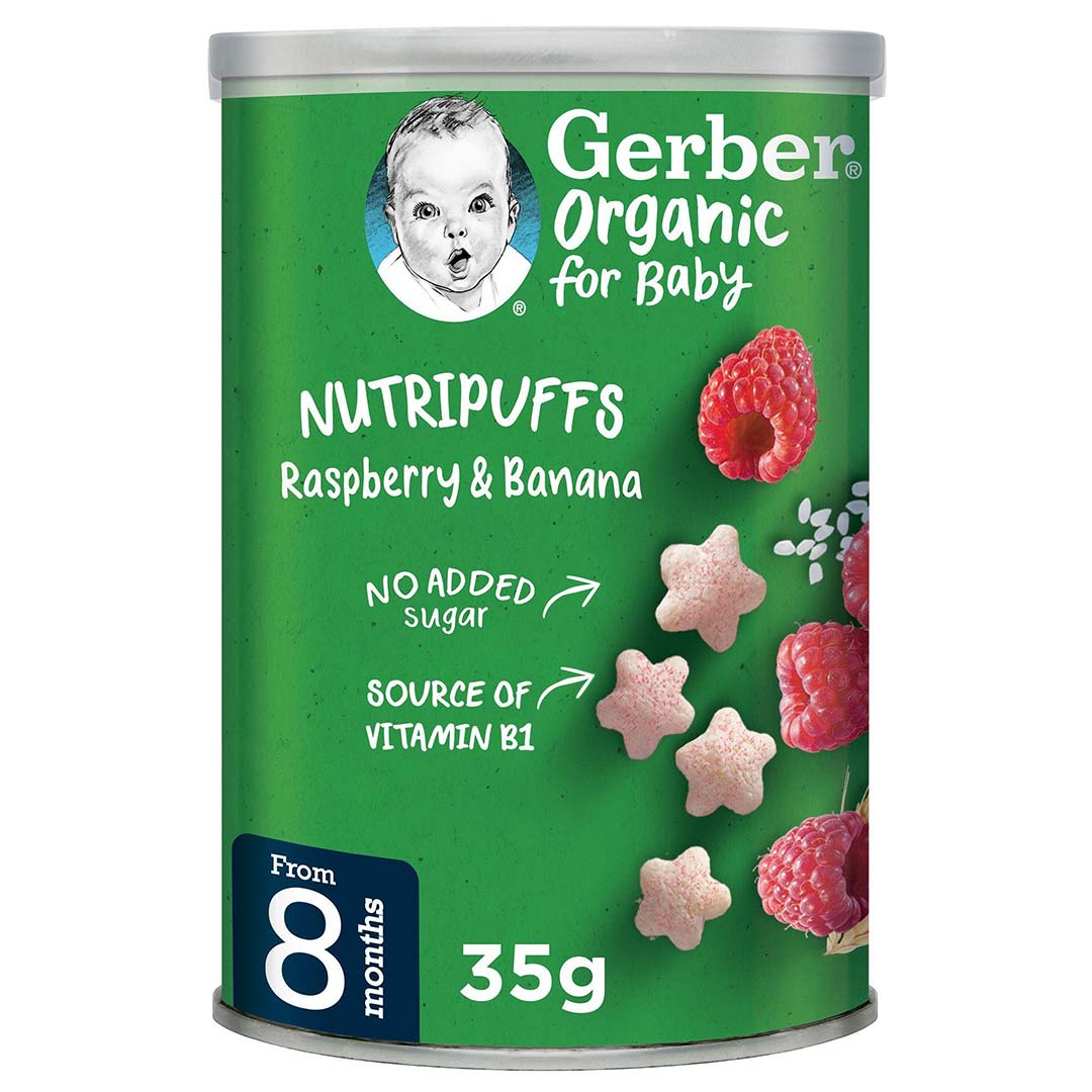 d97a40b18856210710d86dd9a31cb7ce_081426112624.jpeg Gerber Organic Nutripuffs Banana rasberry 12+ мес 35 гр 1