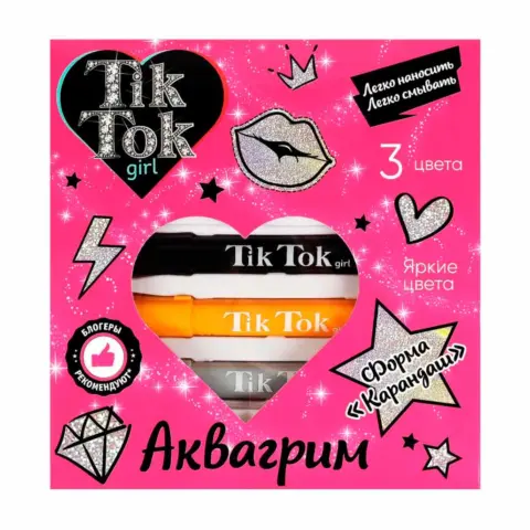 Фото Аквагрим стики Tik Tok girl 3 цвета