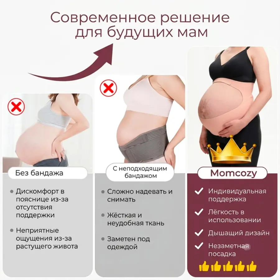 Бандаж для беременных Momcozy Maternity Belt размер L бежевый — 2