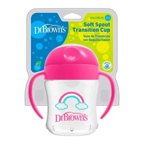 Фото Чашка DrBrown's с мягким носиком и ручками Радуга Transition Cup 180 мл 6+ мес TC61003-INTL