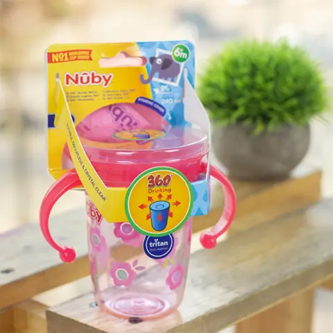 Фото Чашка Nuby непроливайка с ручками 360° Tritan, 240мл 6+мес.