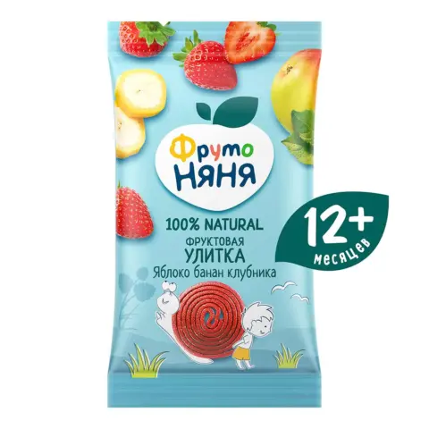 Фото Фруктовые кусочки ФрутоНяня из яблок,клубники и бананов 12+ мес 15 гр