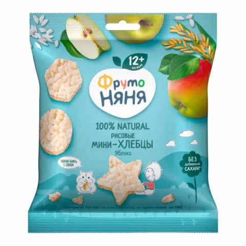 Фото ФрутоНяня Мини хлебцы рисовые с яблоком 30 г 12+ мес