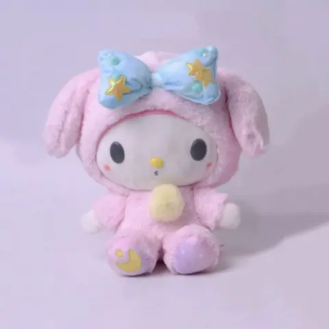 Фото Игрушка мягкая Мульти-пульти Kuromi San RIO Куроми Голубой Бантик Месяц на ножке Розовый