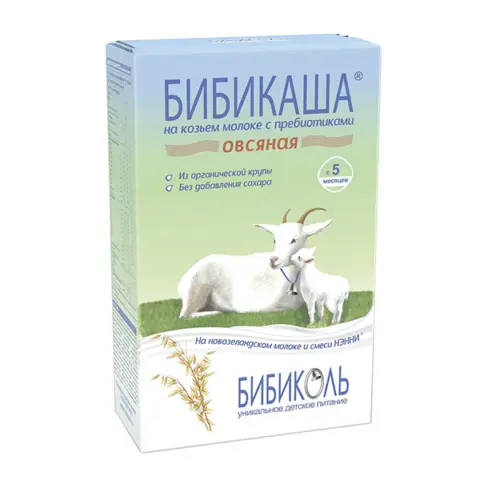 Фото Каша Бибиколь на козьем молоке овсянная 200 гр. 5+ мес.