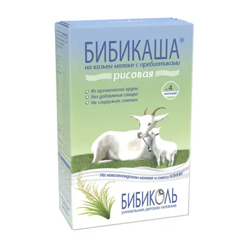 Фото Каша Бибиколь на козьем молоке рисовая 200 гр. 4+ мес.