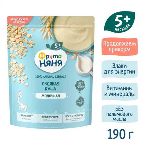 Фото Каша ФрутоНяня овсяная молочная 190 гр с 5+ мес