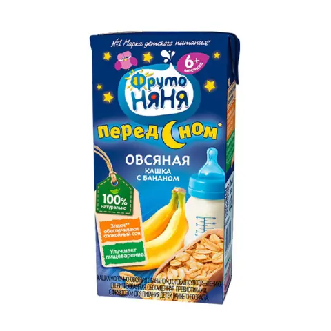 Фото Кашка ФрутоНяня молочная овсяная с бананом 200 мл 6+ месяцев