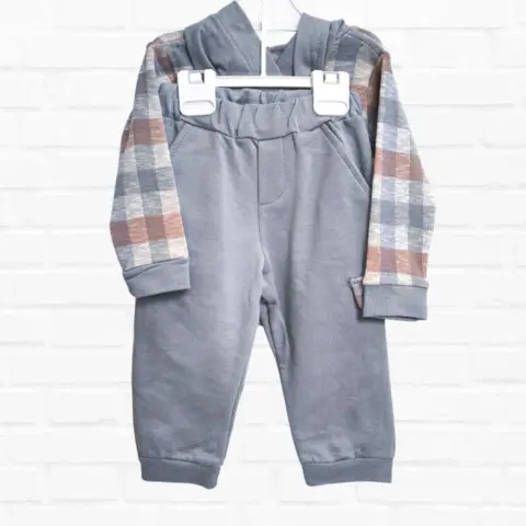 Фото Комплект 2ка Baby fou в клетку с мишкой Серый