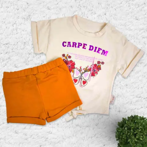 Фото Комплект 2ка Cojuxs Carpe diem Майка + шорты Молочный