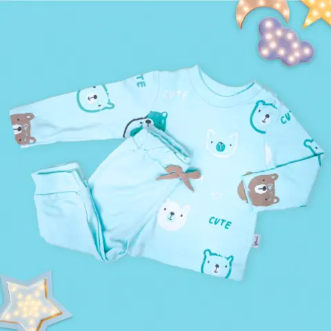 Фото Комплект 2ка flexi Cute мишки свитшот + штаны Ментоловый