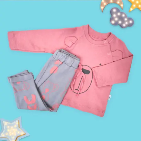 Фото Комплект 2ка flexi свитшот на клепках + штаны мишка Коричневый