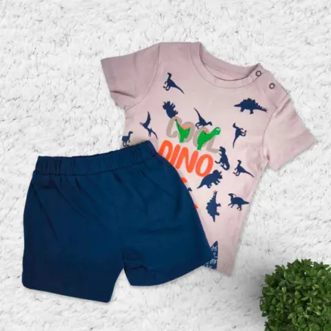 Фото Комплект 2ка MINI HES Cool Dino Футболка + шорты Бежевый