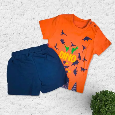 Фото Комплект 2ка MINI HES Cool Dino Футболка + шорты Оранжевый