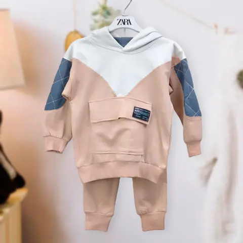 Фото Комплект 2ка ZARA с карманом худи + штаны Бежевый