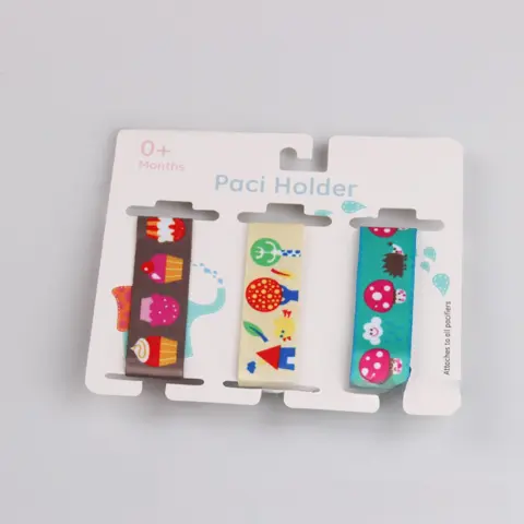 Фото Комплект держателей на прищепке Paci Holder Птичка, Грибочки, Пирожные 3 шт