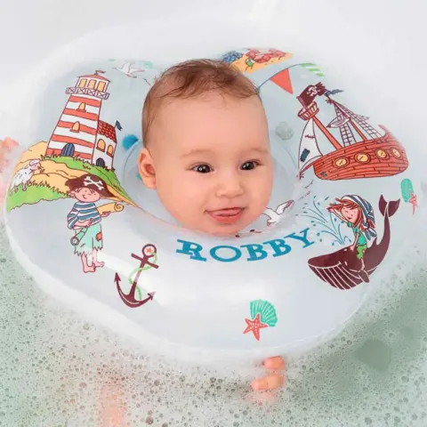 Фото Круг для купания ROXY-KIDS Flipper надувной на шею 38х39 см Robby 0-3 лет