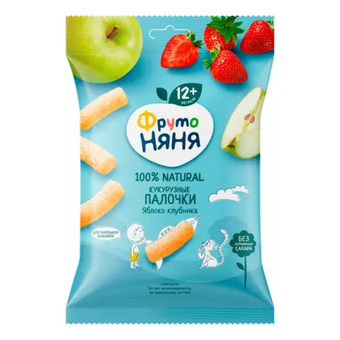 Фото Кукурузные палочки ФрутоНяня с яблоком и клубникой