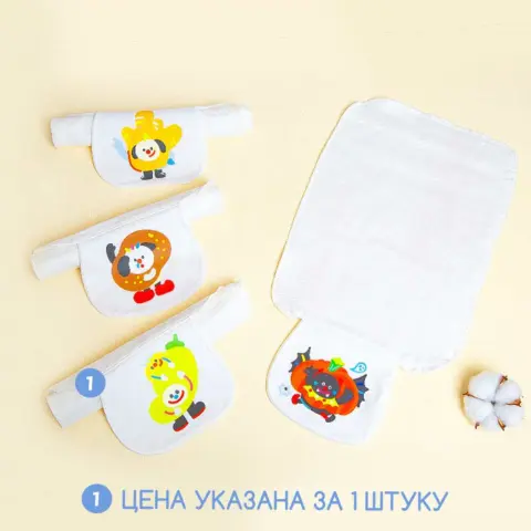 Фото Муслиновые полотенце для спины ребенка от пота 30*23 см Перчик