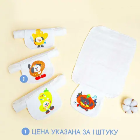 Фото Муслиновые полотенце для спины ребенка от пота 30*23 см Картофель