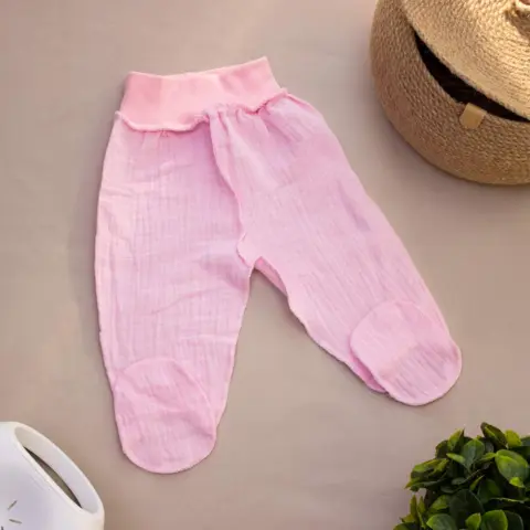 Фото Муслиновые ползунки Nika kids однотонные Розовые