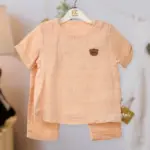 Муслиновый комплект 2ка flexi Мишка baby майка + штаны Бежевый