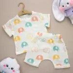 Муслиновый комплект 2ка Wowo Слоны цветные футболка + шорты