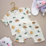 Муслиновый комплект 2ка Wowo Улитка и черепаха футболка + шорты — 5