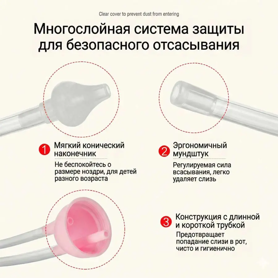 Назальный аспиратор XUNYI с мягким наконечником с пинцетом Желтый — 5