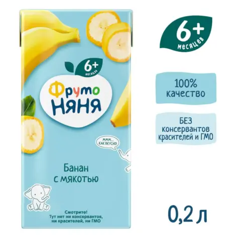 Фото Нектар ФрутоНяня банан с мякотью 200 мл. 6+ мес.