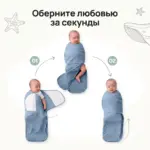 Пеленка кокон Momcozy Swaddle wraps 0-3 мес Geometric&Stars — 5