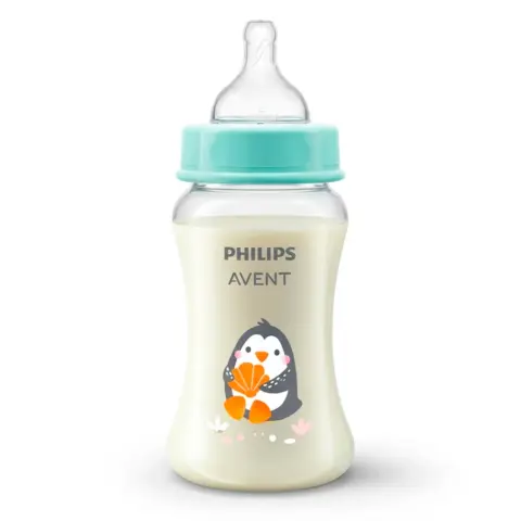 Фото Пластиковая бутылочка Phlips Avent Baby bottle essentail grow Пингвин 250 мл 1+ мес SCY061/01