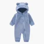 Плюшевый комбинезон Baby series однотонный с ушками Голубой - 73 см (6-9 мес) — 2