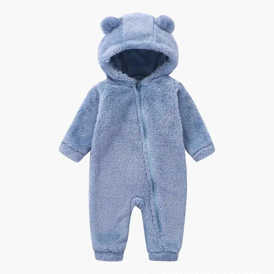 Плюшевый комбинезон Baby series однотонный с ушками Голубой - 73 см (6-9 мес) — 2