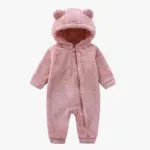 Плюшевый комбинезон Baby series однотонный с ушками Розовый — 3