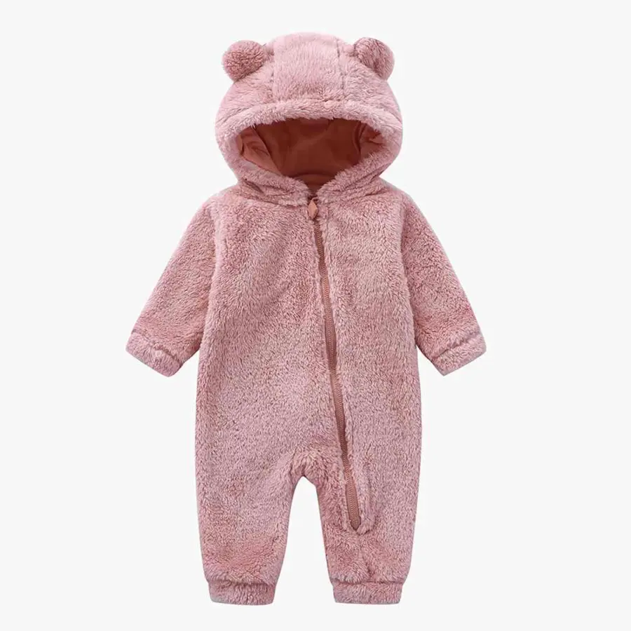 Плюшевый комбинезон Baby series однотонный с ушками Розовый — 3