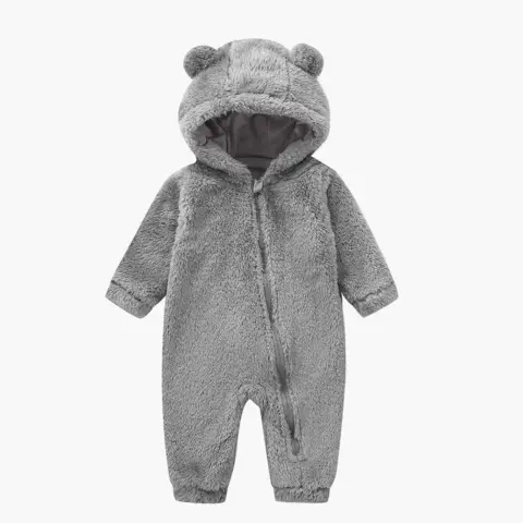 Фото Плюшевый комбинезон Baby series однотонный с ушками Серый