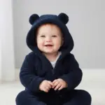 Плюшевый комбинезон Baby series однотонный с ушками Синий — 2
