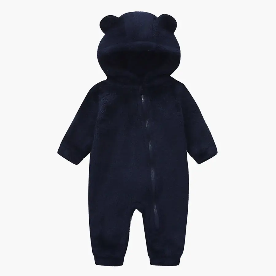 Плюшевый комбинезон Baby series однотонный с ушками Синий — 4