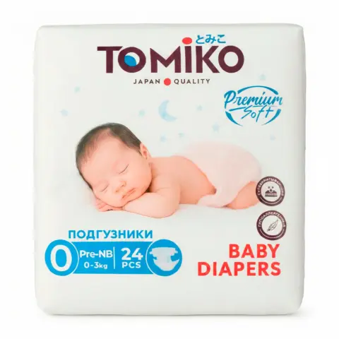 Фото Подгузники Tomiko Premium 0 Pre-NB (0-3 кг) 24 шт