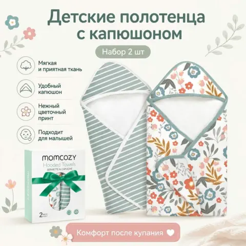 Фото Полотенце Momcozy Petite Blossom 2шт