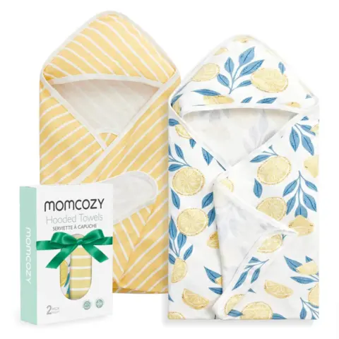 Фото Полотенце с капюшоном Momcozy Lemon Leaves 2шт