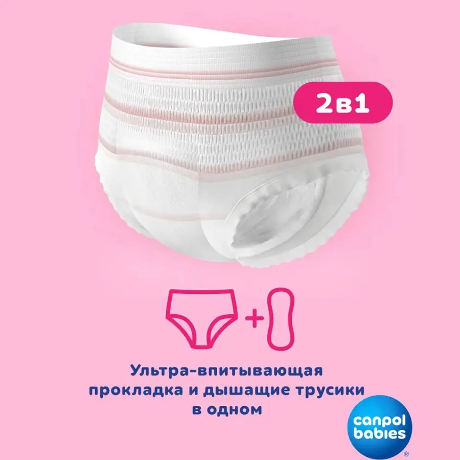 Послеродовые трусики Canpol babies одноразовые 2-в-1 дышащие ультраабсорбирующие S/M 5 шт — 6