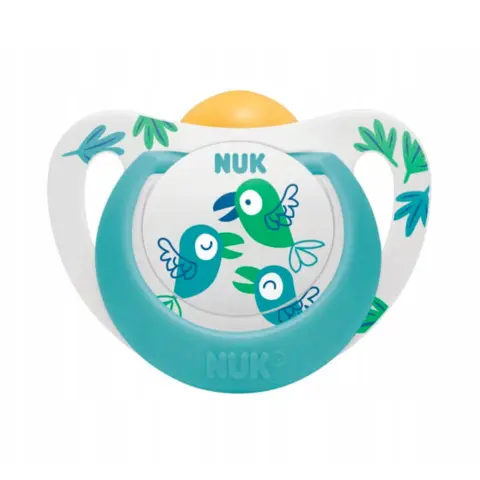 Фото Пустышка NUK Star 18-36 мес Латекс Голубой Птички