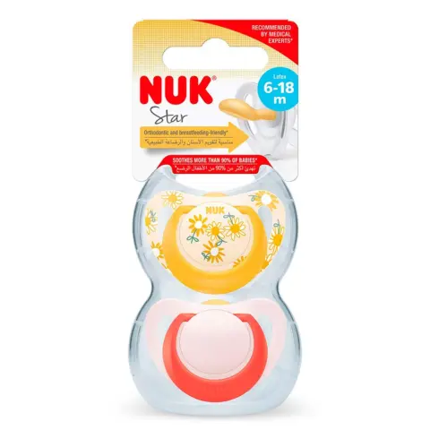 Фото Пустышка NUK Star 6-18 мес 2 шт Цветочки