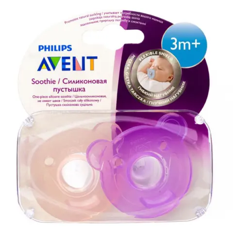 Фото Пустышка Philips Avent Цельносиликоновая 2шт. 3+ мес. SCF194/05