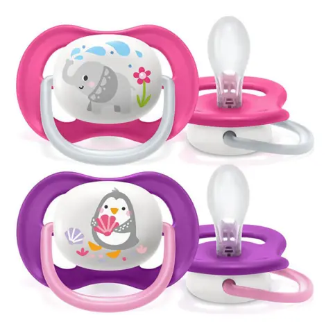 Фото Пустышка Philips Avent Ultra Air Animals Слон 2 шт 6-18 мес SCF080/08