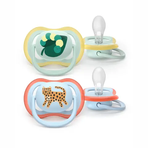 Фото Пустышка Philips Avent Ultra Air Гусеница леопард SCF087/02 0-6 мес 2 шт